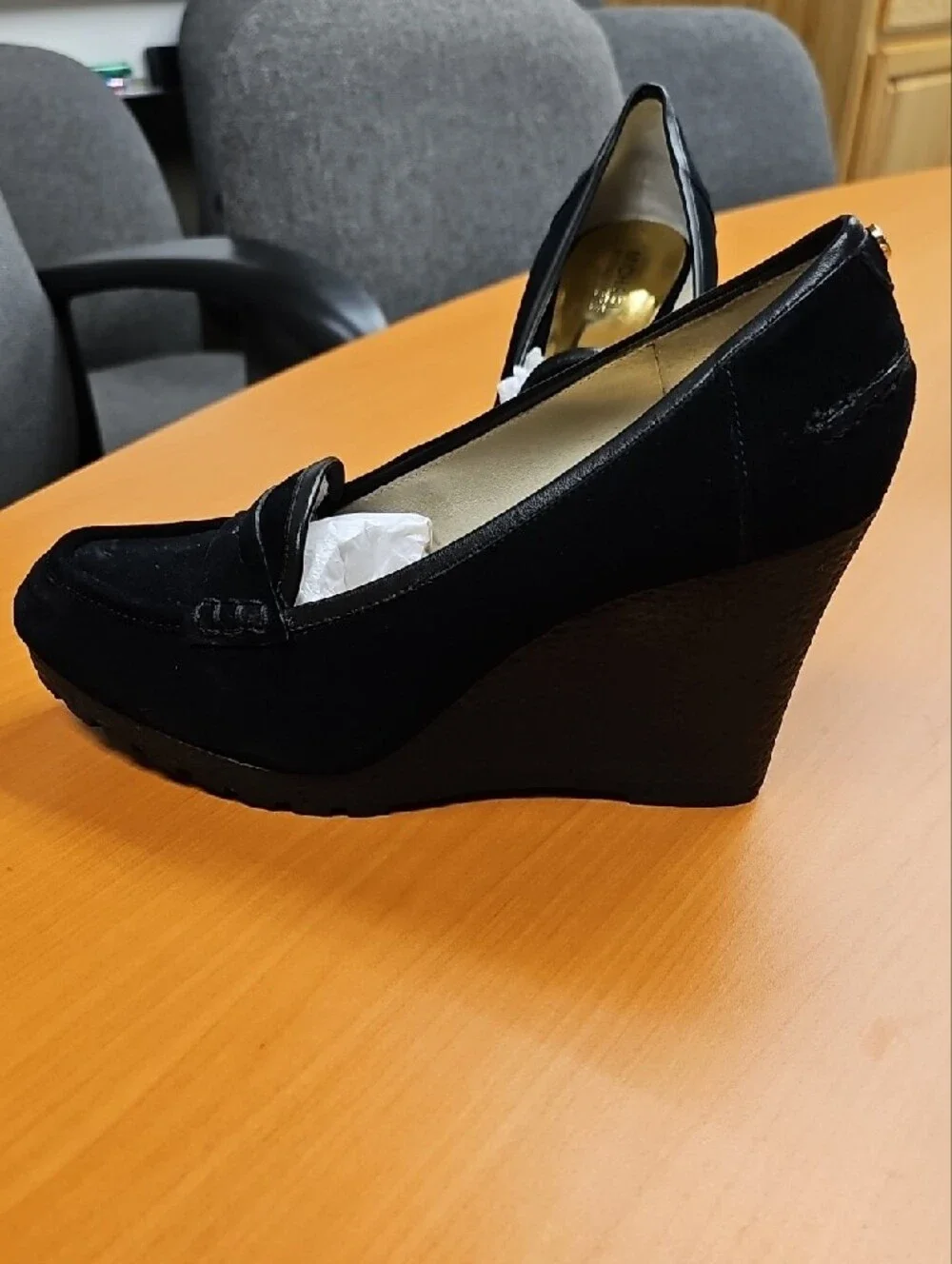 Michael Kors Rory Black Suede Wedge Size 10 NWT